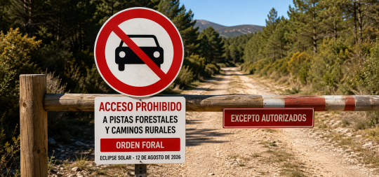 Imagen de la noticia: El Gobierno de Navarra prohíbe por Orden Foral la circulación por pistas y caminos rurales ante la afluencia masiva y el riesgo de incendios durante el eclipse
